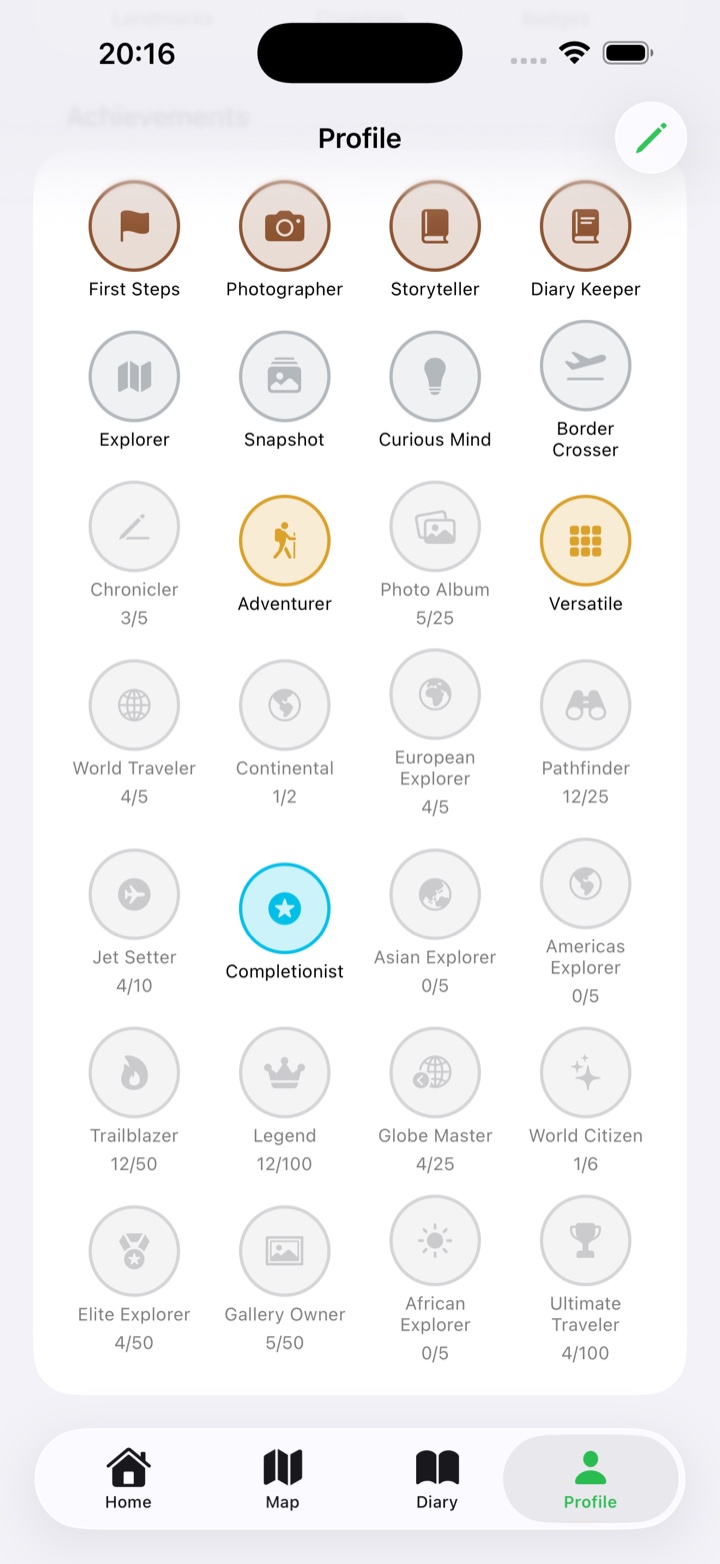 Worldwanderer Achievements iPhone screen